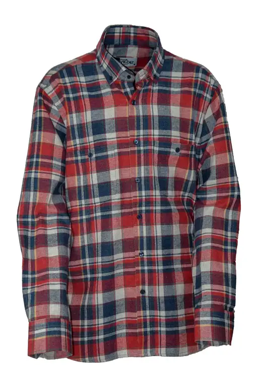 Red Navy Blue Plaid Winter Cotton Shirt