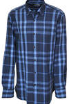 Light Dark Blue Plaid Winter Cotton Shirt - 1