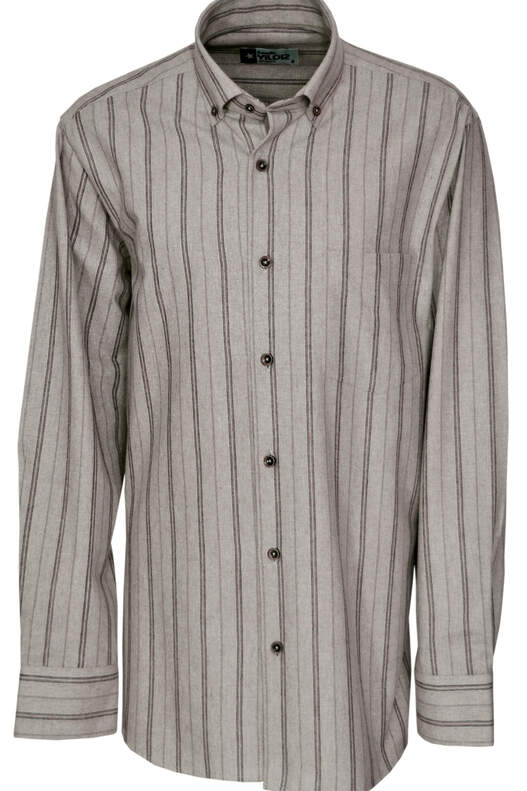Beige Striped Winter Cotton Shirt