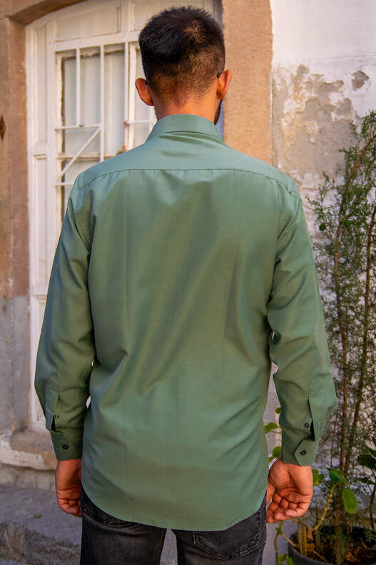 Green Dobby Long Sleeve Shirt
