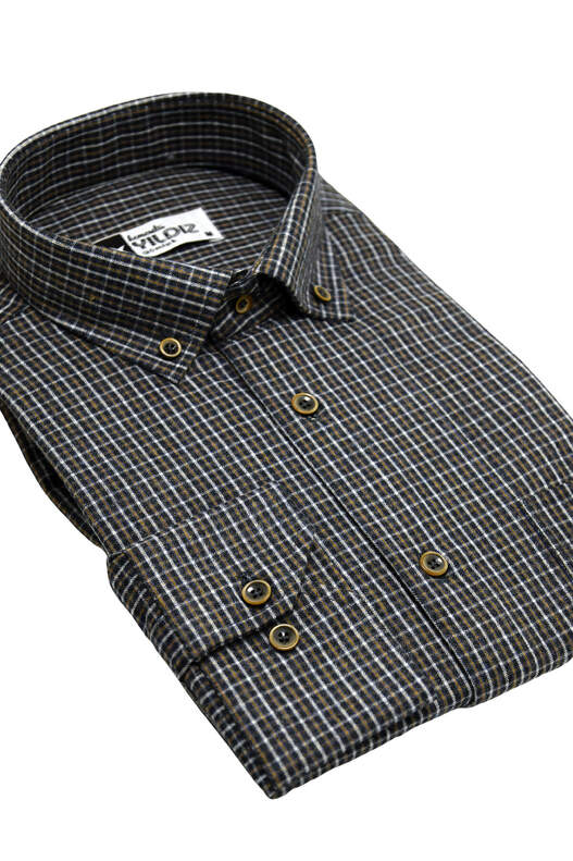 Black Coffee Cream Checked Cotton Winter Shirt