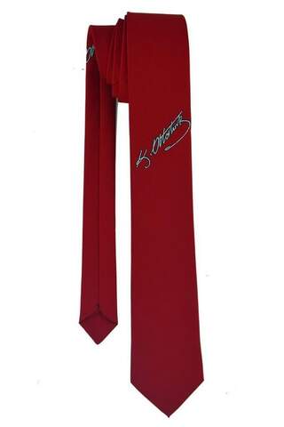 Atatürk Signature Patterned Red Woven Tie