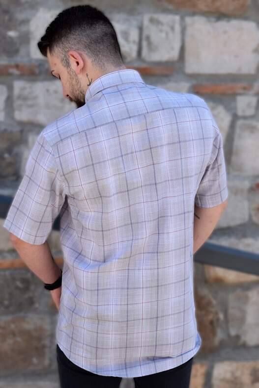 YILDIZ Beige Plaid Short Sleeve Shirt