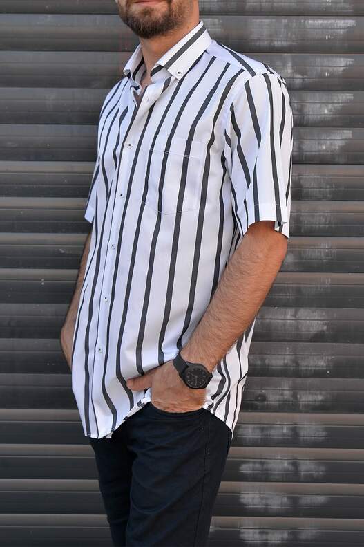 Yıldız Black Striped Short Sleeve Shirt