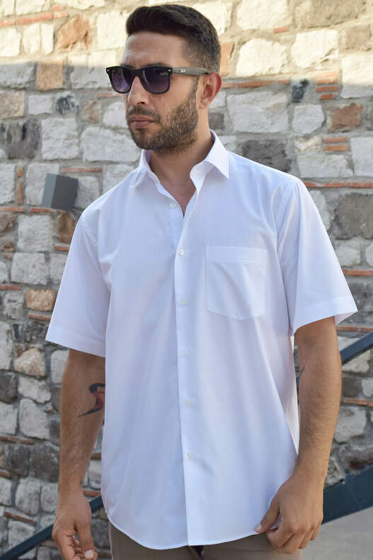 Yıldız White Terikoton Short Sleeve Men's Shirt