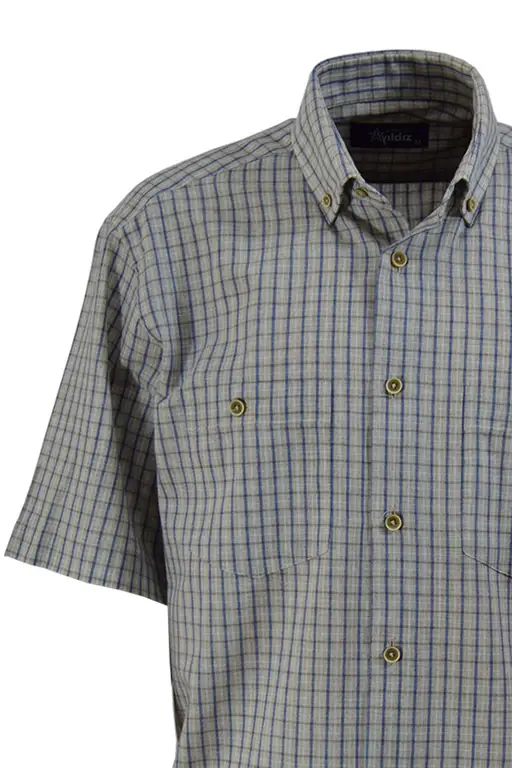 Cream Khaki Blue Checks