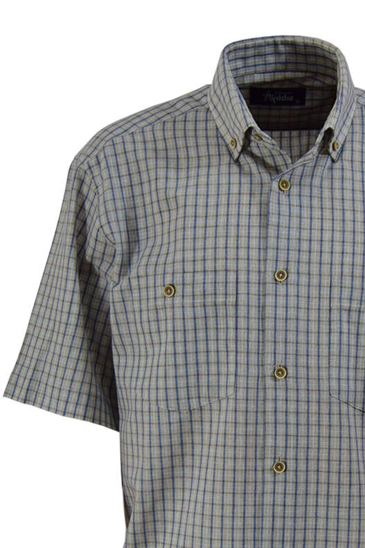 Cream Khaki Blue Checks