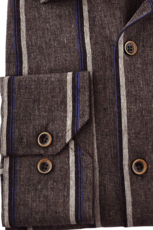 Brown Striped Winter Cotton Shirt