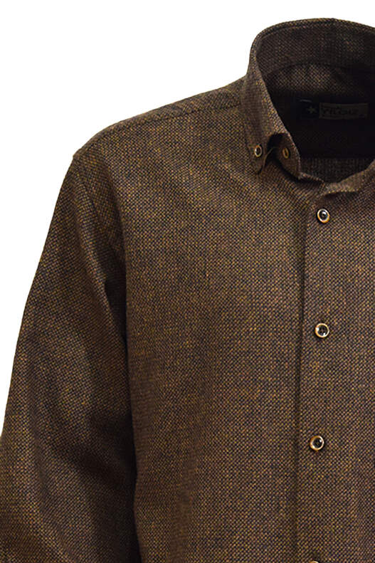 Brown Patterned Cotton Winter Shirt