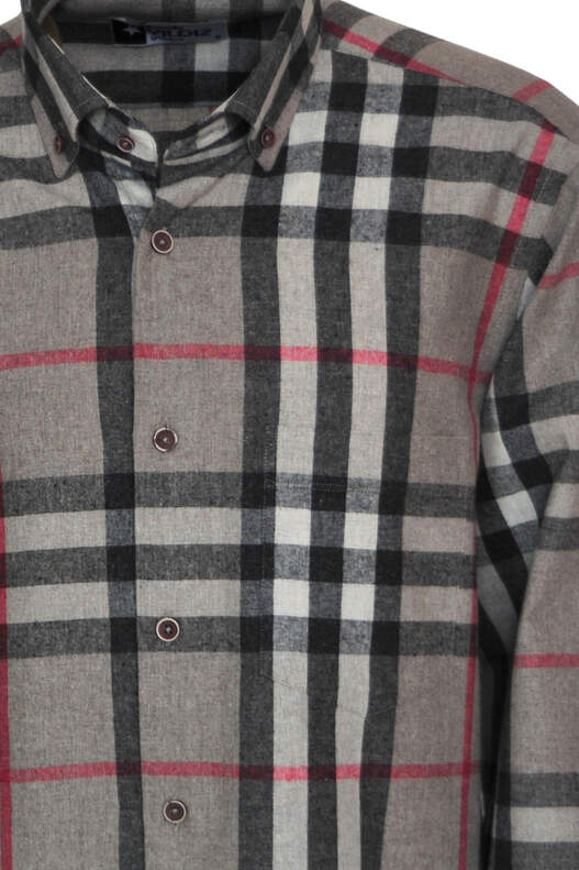 Beige - Cream Plaid Winter Cotton Shirt
