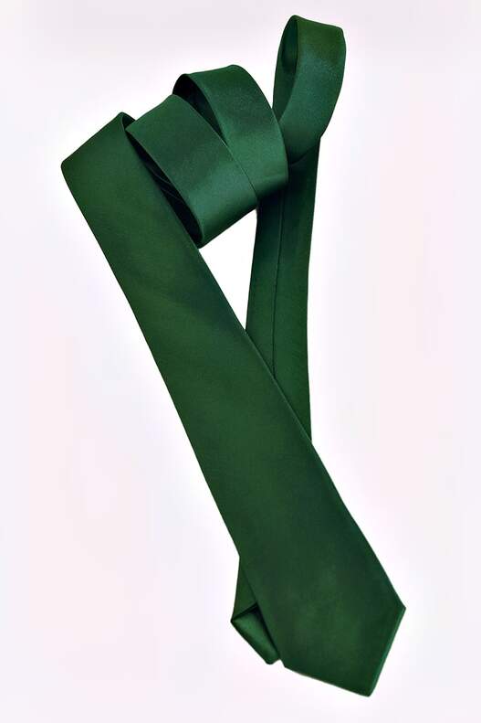 EMERALD GREEN SATIN TIE WITH HANDKERCHIEF