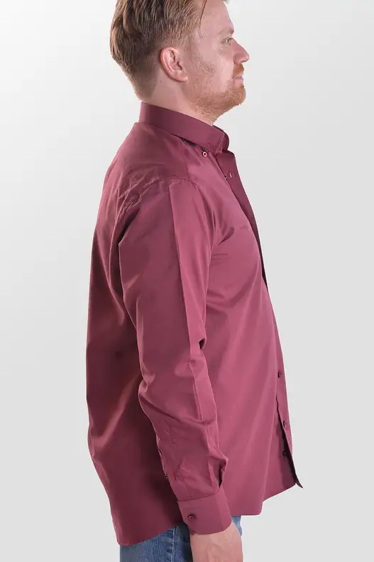 Burgundy Terikoton Long Sleeve Shirt