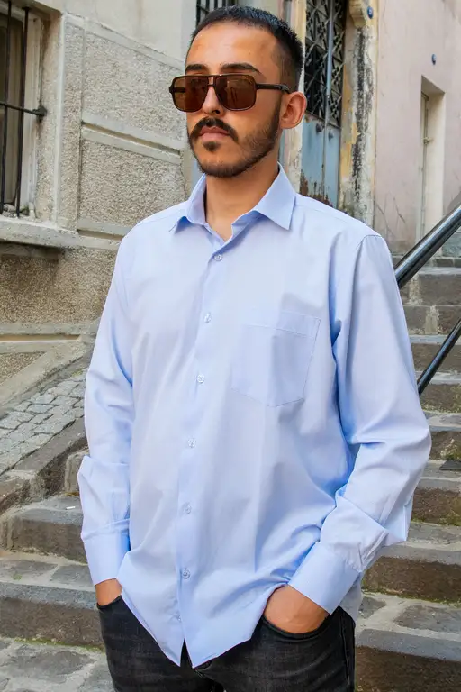 Açık Mavi Kendinden Desenli