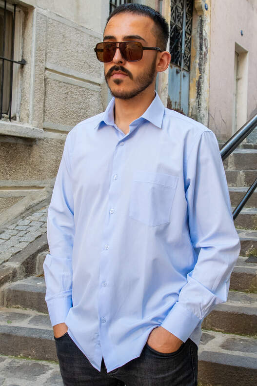 Açık Mavi Kendinden Desenli