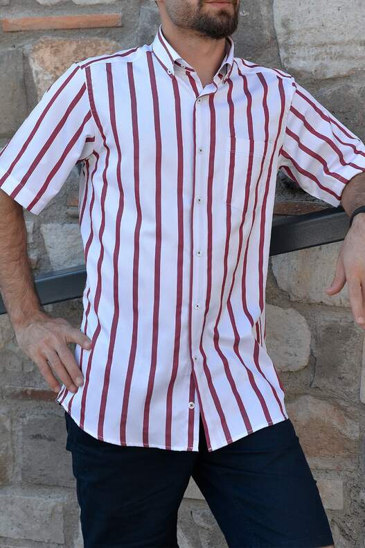 Yıldız Red Striped Short Sleeve Shirt