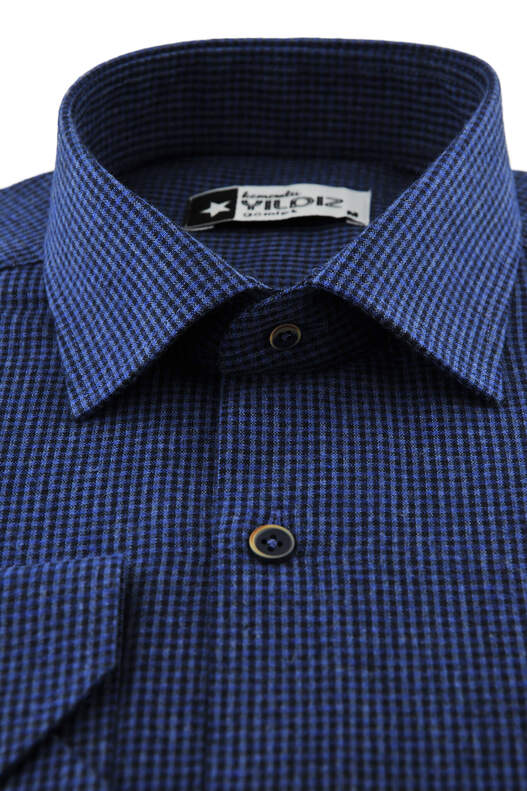 Navy Blue Gingham Winter Cotton Shirt