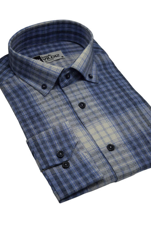 Mavi Krem Ekose Kışlık Pamuklu Mavi Krem Ekose Kışlık Pamuklu