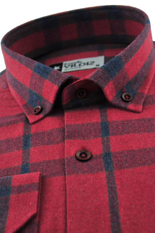 Red Navy Blue Plaid Winter Cotton Shirt