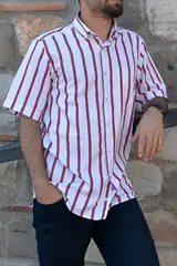 Beyaz Üzerine Kırmızı Çizgili