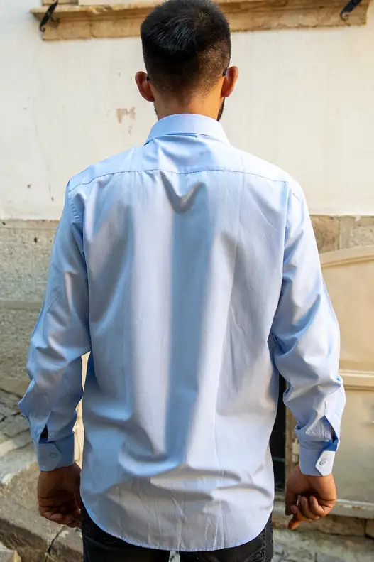 Light Blue Self Patterned Shirt