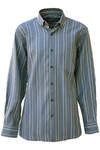 Blue Cream Powder Striped Oxford on Gray - 1