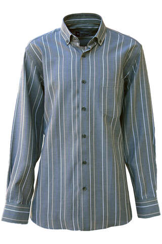 Blue Cream Powder Striped Oxford on Gray