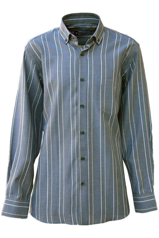 Blue Cream Powder Striped Oxford on Gray