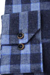 Light Dark Blue Plaid Winter Cotton Shirt - 5