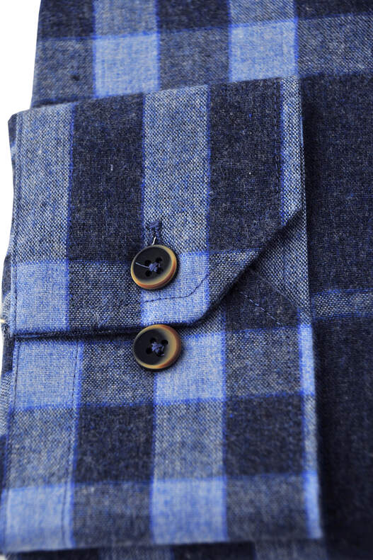 Light Dark Blue Plaid Winter Cotton Shirt