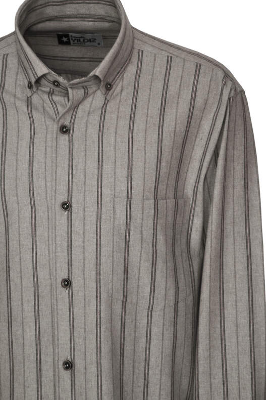 Beige Striped Winter Cotton Shirt
