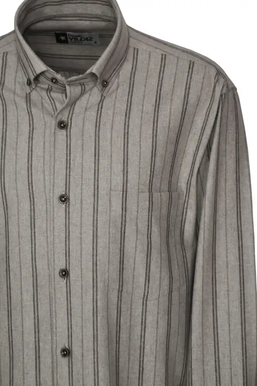 Beige Striped Winter Cotton Shirt