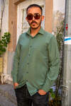 Green Dobby Long Sleeve Shirt - 1