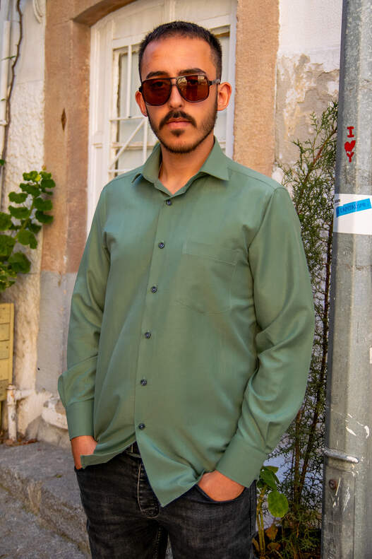 Green Dobby Long Sleeve Shirt