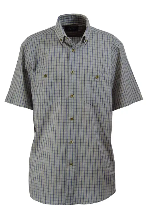 Cream Khaki Blue Checks