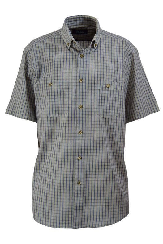 Cream Khaki Blue Checks