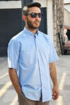 Yıldız Blue Chamre Short Sleeve Men's Shirt - 1
