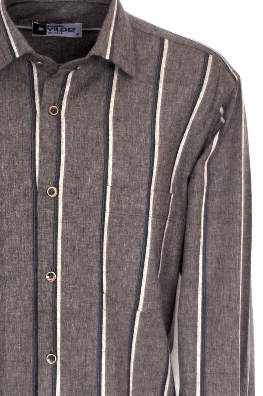 Brown Striped Winter Cotton Shirt