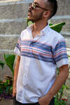 Blue Panel Pattern Short Sleeve Shirt - 4