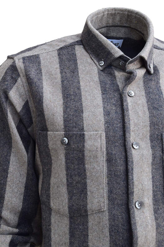 Kahverengi ve Bej Çizgili Oduncu Gömlek