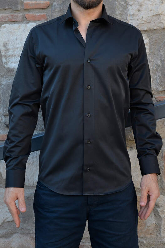 Yıldız Siyah Slim-Fit Erkek Gömlek