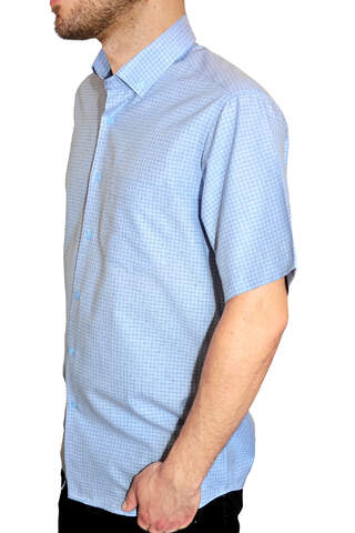 Mavi Kısa Kol Erkek Gömlek