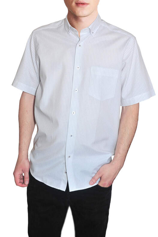 Yıldız White Striped Short Sleeve Men's Shirt
