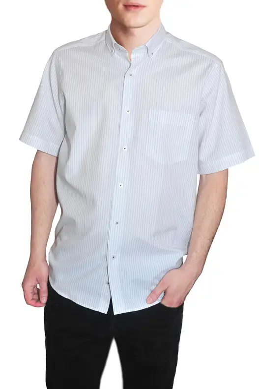 Yıldız White Striped Short Sleeve Men's Shirt