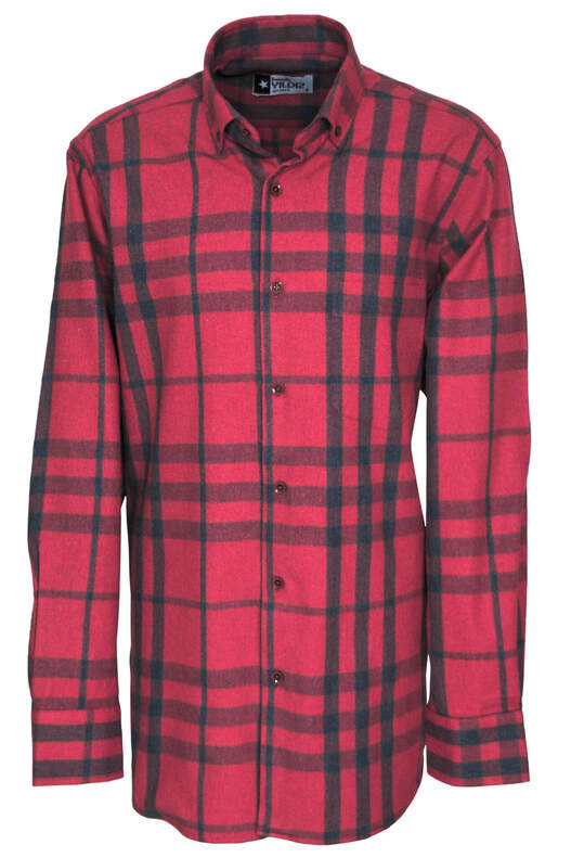 Red Navy Blue Plaid Winter Cotton Shirt