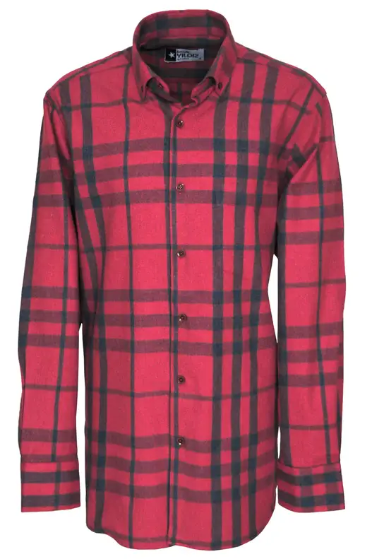 Red Navy Blue Plaid Winter Cotton Shirt