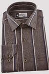Brown Striped Winter Cotton Shirt - 3