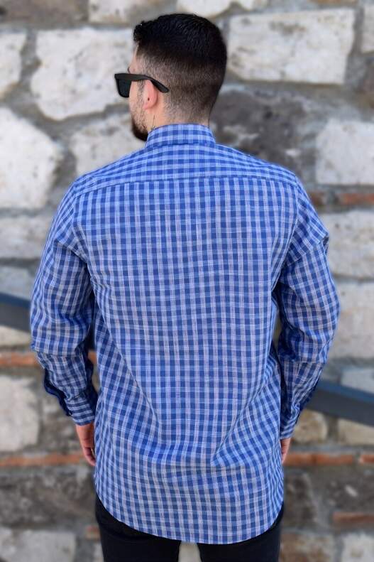 Navy Blue Blue Checked Seasonal Shirt