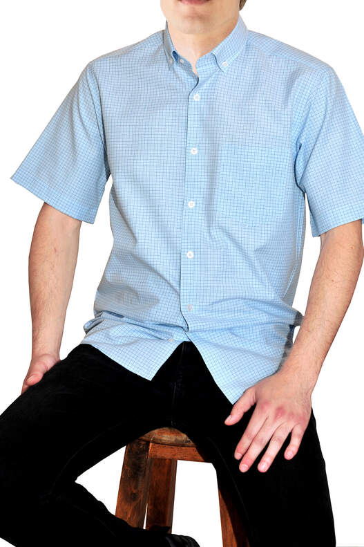 Yıldız Water Green Cotton Short Sleeve Men's Shirt