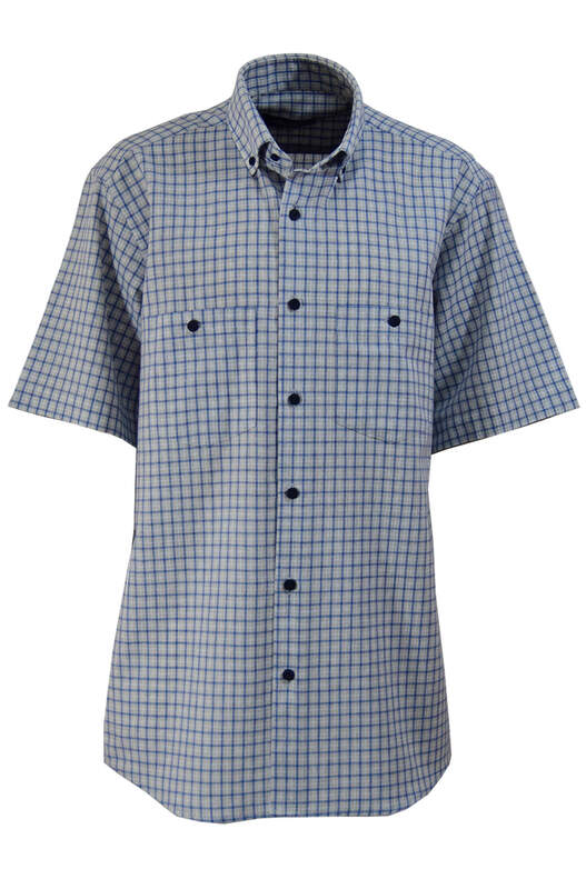 Cream Grey Blue Checks