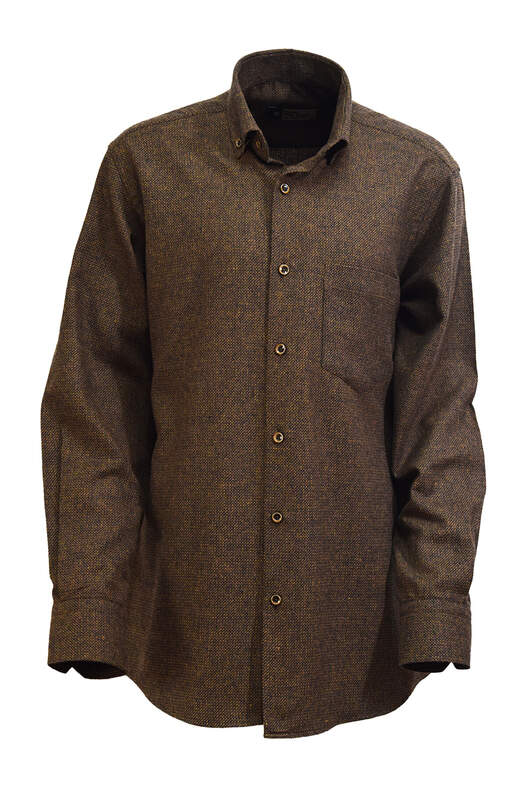 Brown Patterned Cotton Winter Shirt